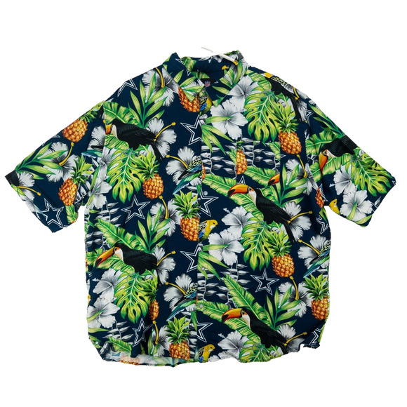 Dallas Cowboys NFL Team Apparel Hawaiian Shirt Men’s 3XL Relaxed Fit Navy - Picture 1 of 10